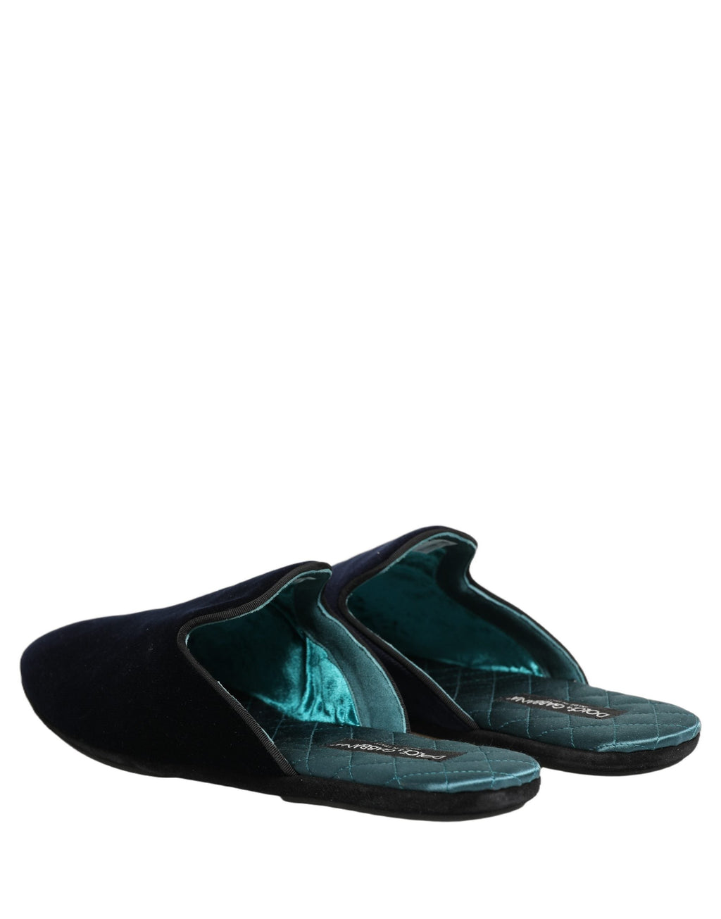 Dolce & Gabbana Dark Blue Suede Slides Flat Slipper Men Shoes