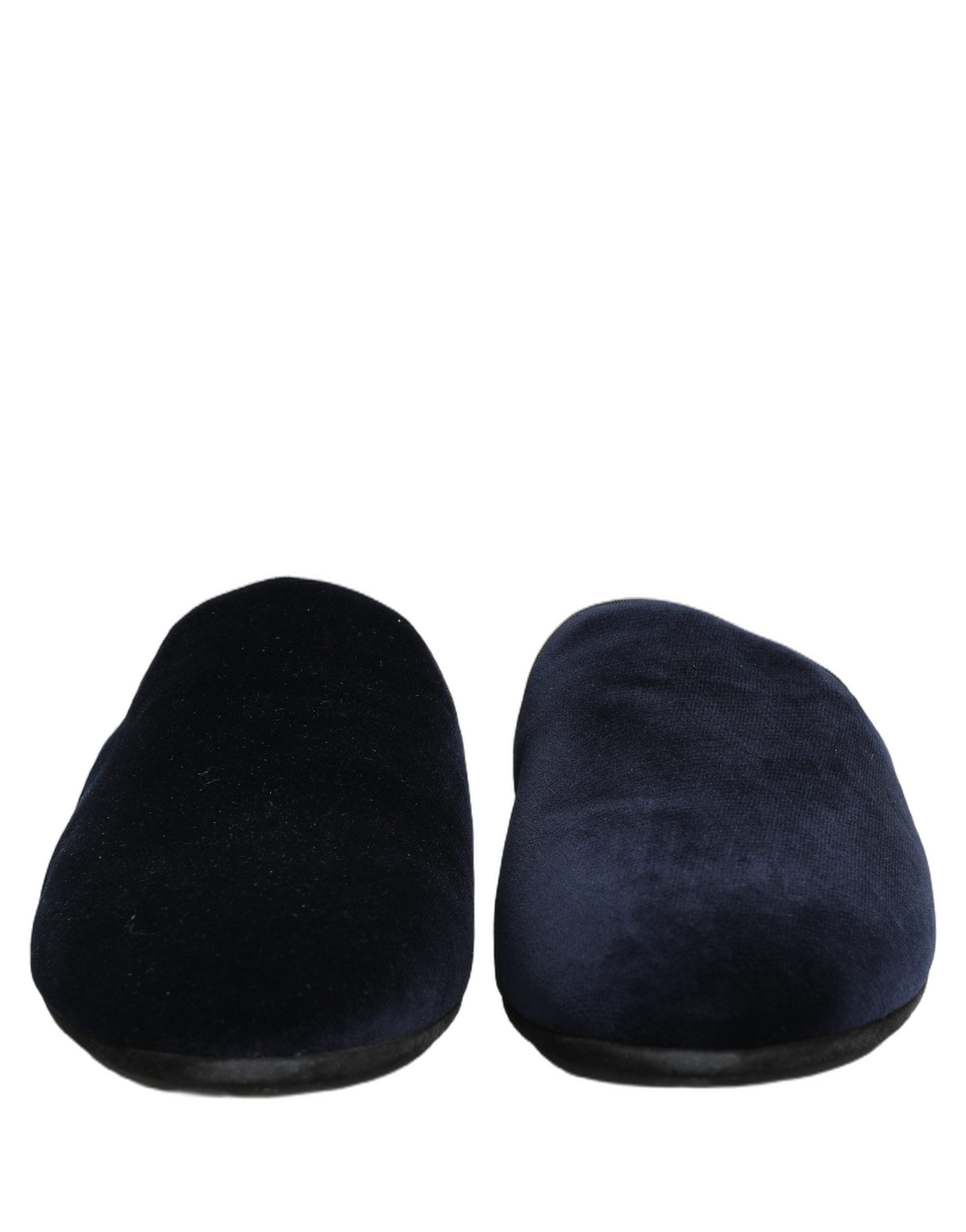 Dolce & Gabbana Dark Blue Suede Slides Flat Slipper Men Shoes