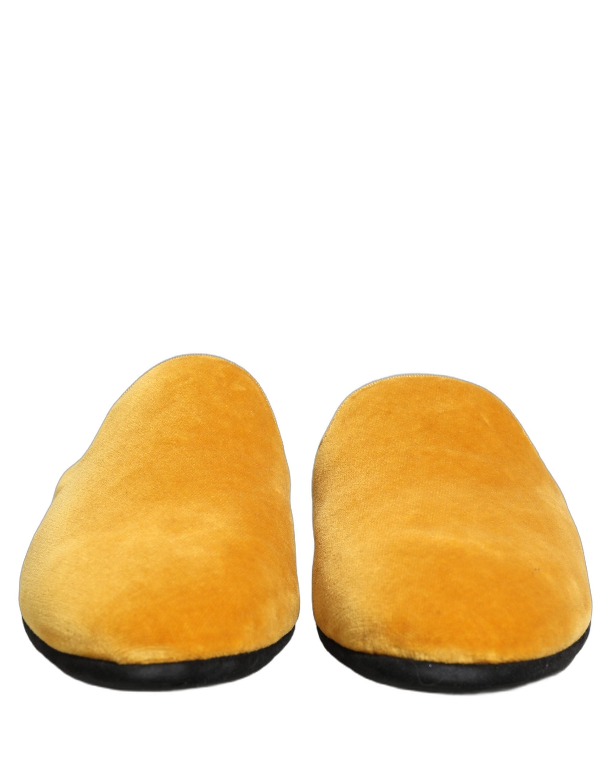 Dolce & Gabbana Yellow Suede Slides Flat Slipper Men Shoes