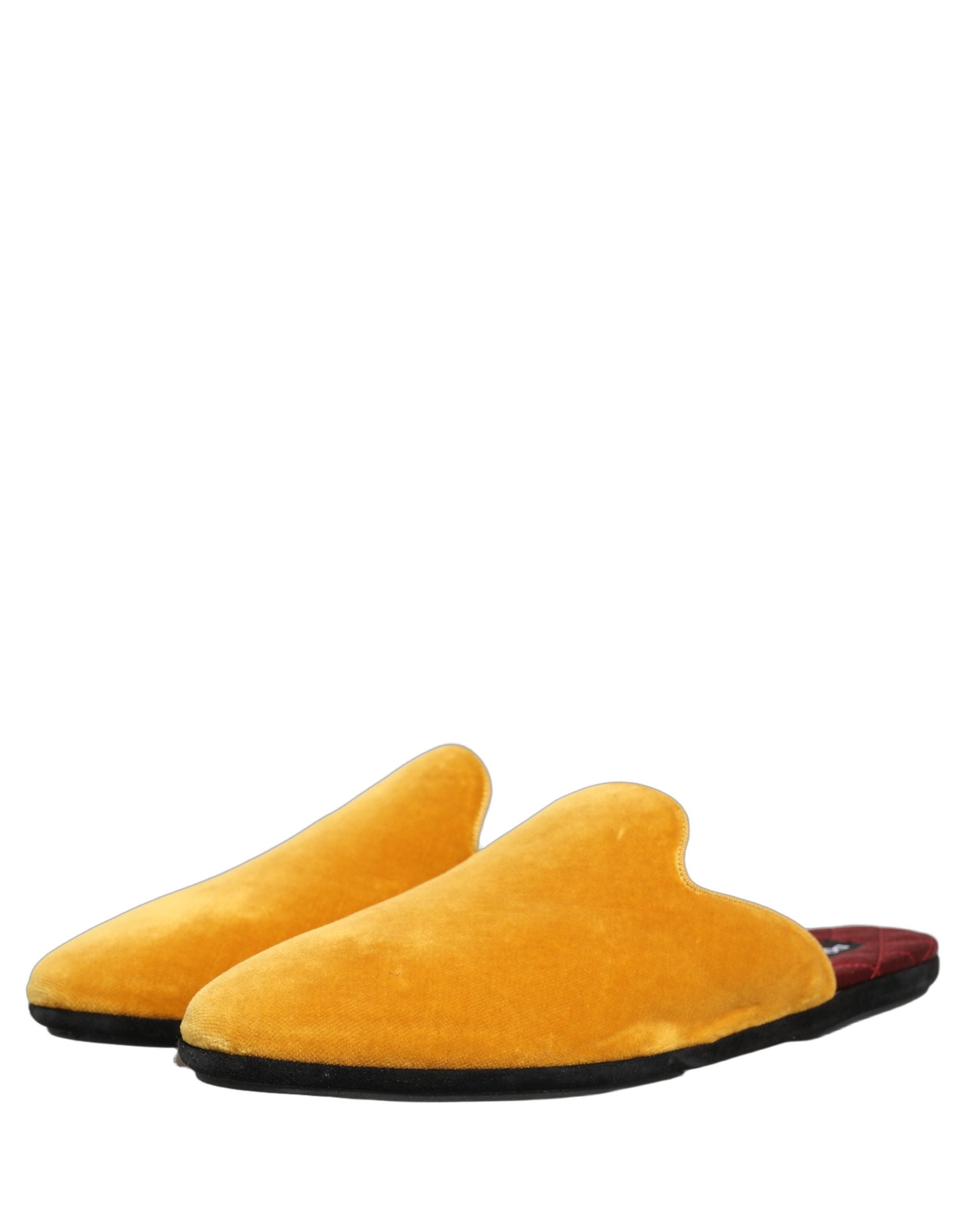 Dolce & Gabbana Yellow Suede Slides Flat Slipper Men Shoes