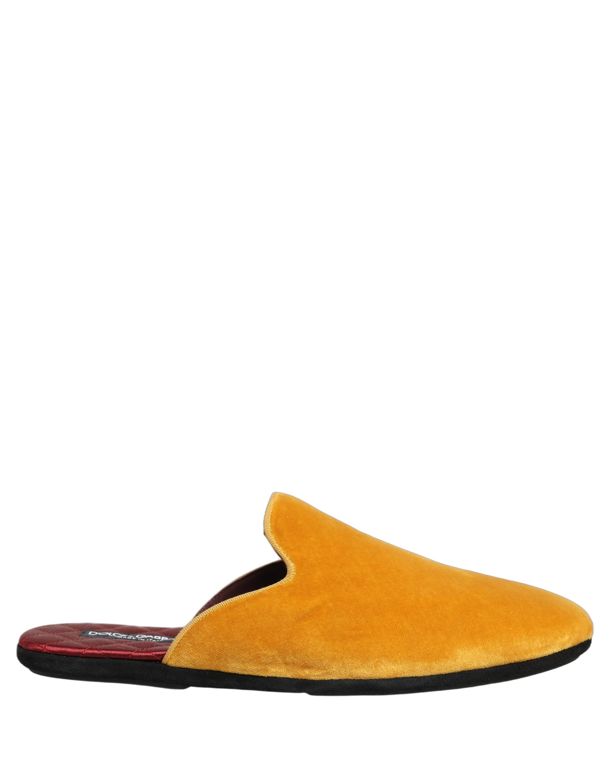 Dolce & Gabbana Yellow Suede Slides Flat Slipper Men Shoes