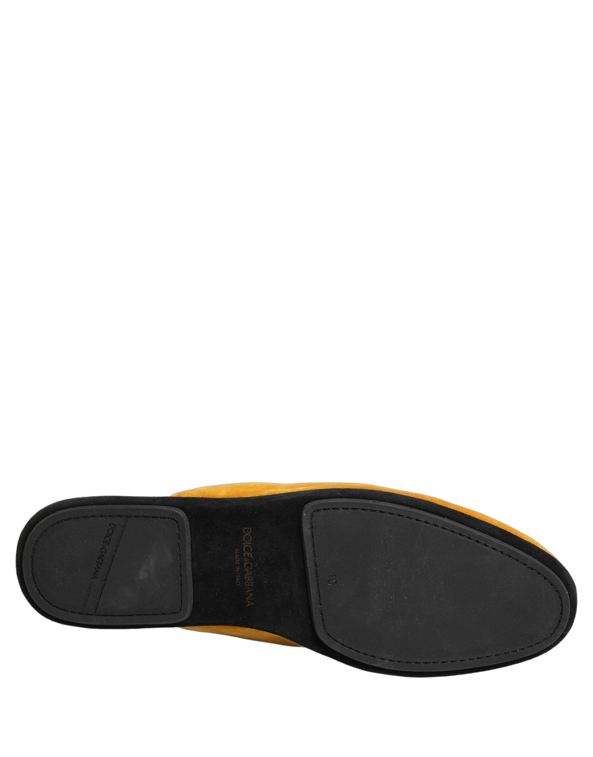 Dolce & Gabbana Yellow Suede Slides Flat Slipper Men Shoes