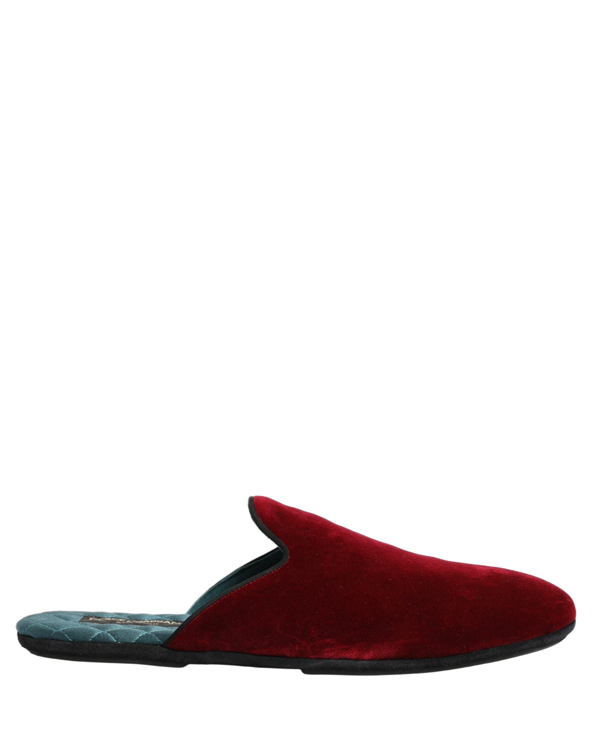 Dolce & Gabbana Red Suede Slides Flat Slipper Men Shoes