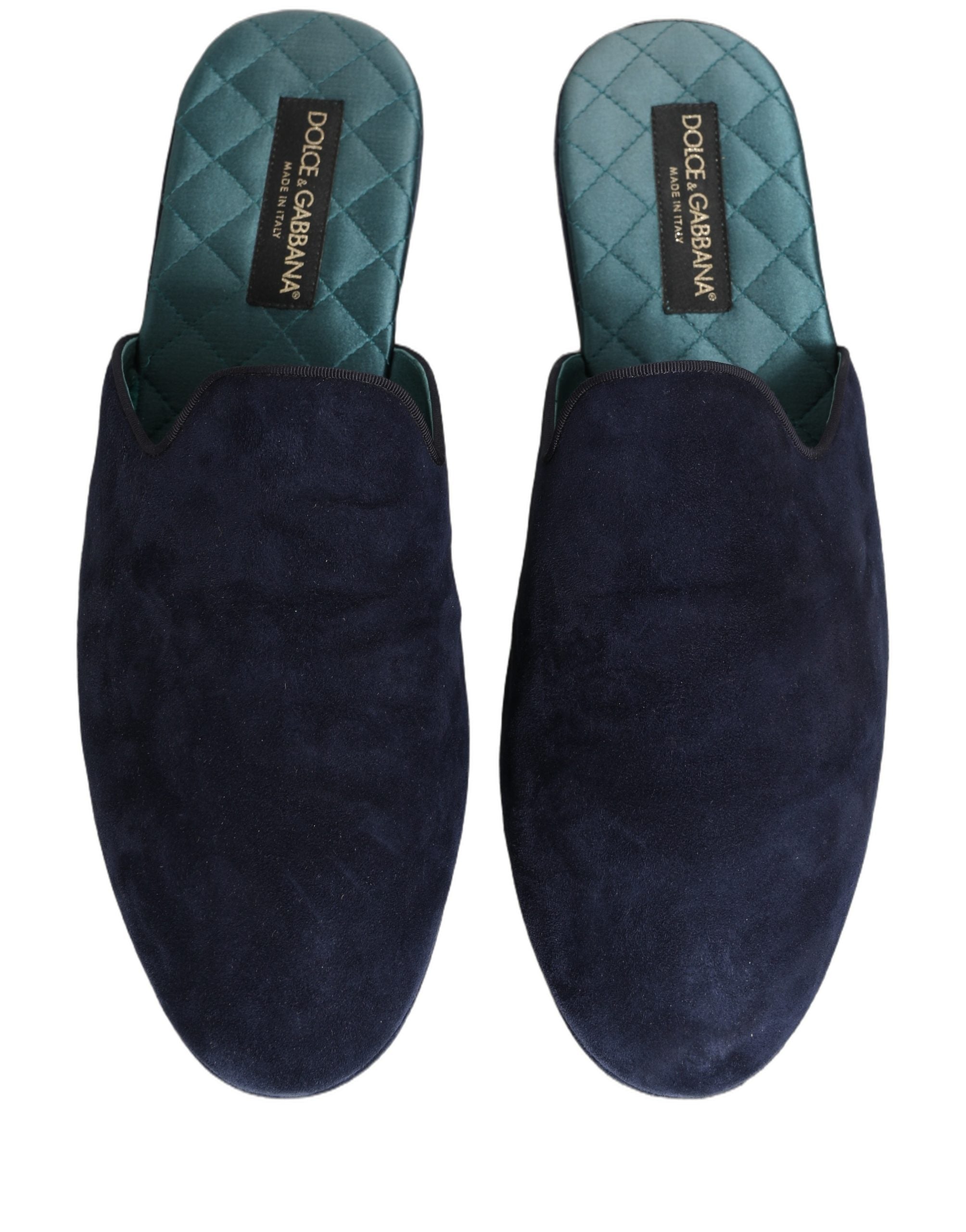 Dolce & Gabbana Blue Suede Slides Flat Slipper Men Shoes