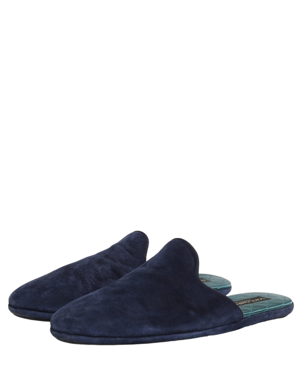 Dolce & Gabbana Blue Suede Slides Flat Slipper Men Shoes