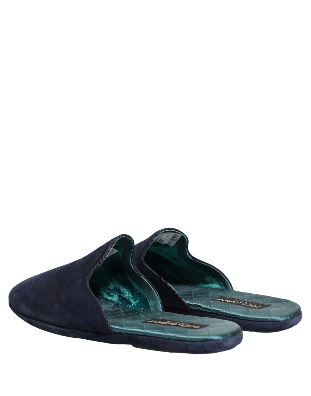 Dolce & Gabbana Blue Suede Slides Flat Slipper Men Shoes