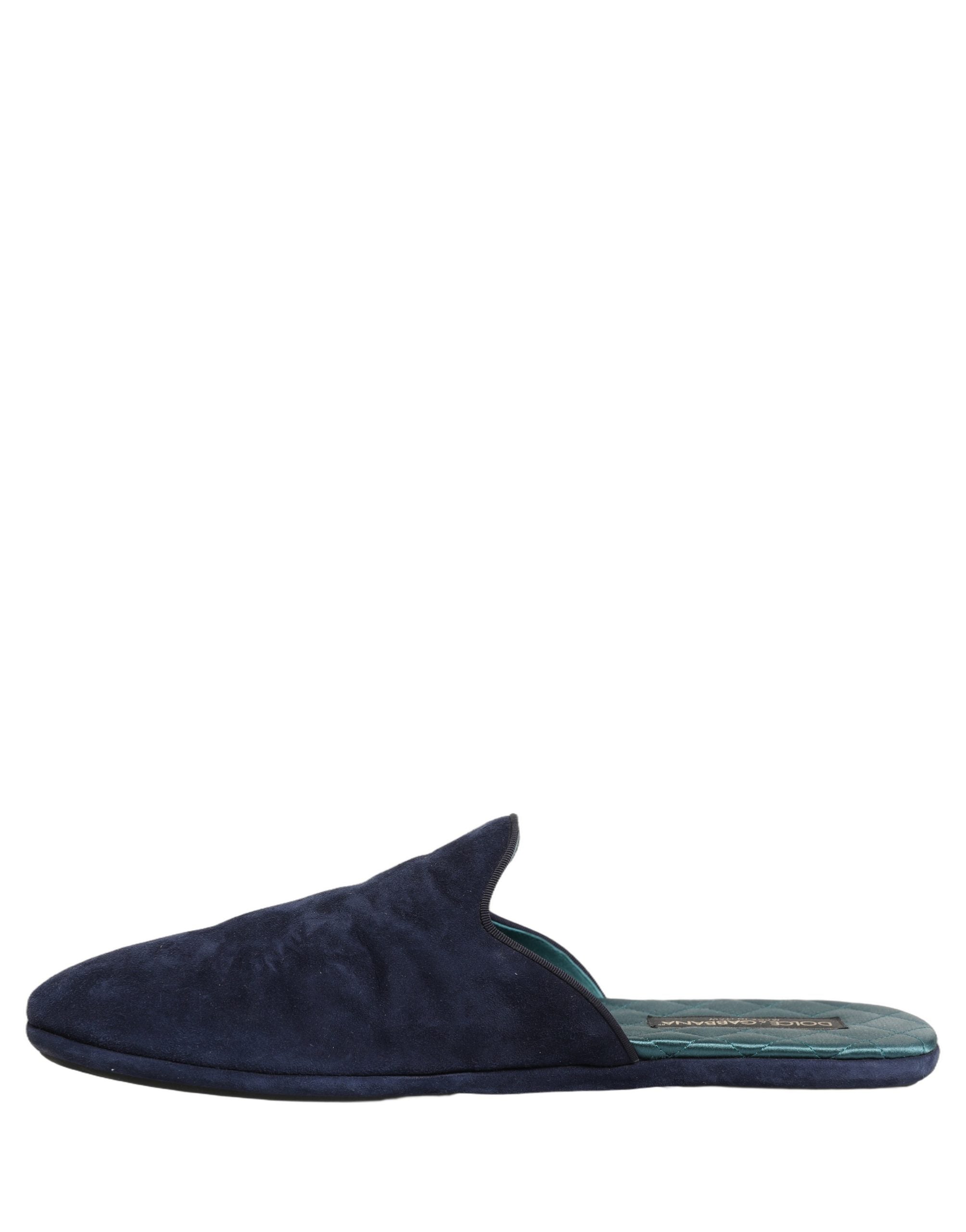 Dolce & Gabbana Blue Suede Slides Flat Slipper Men Shoes
