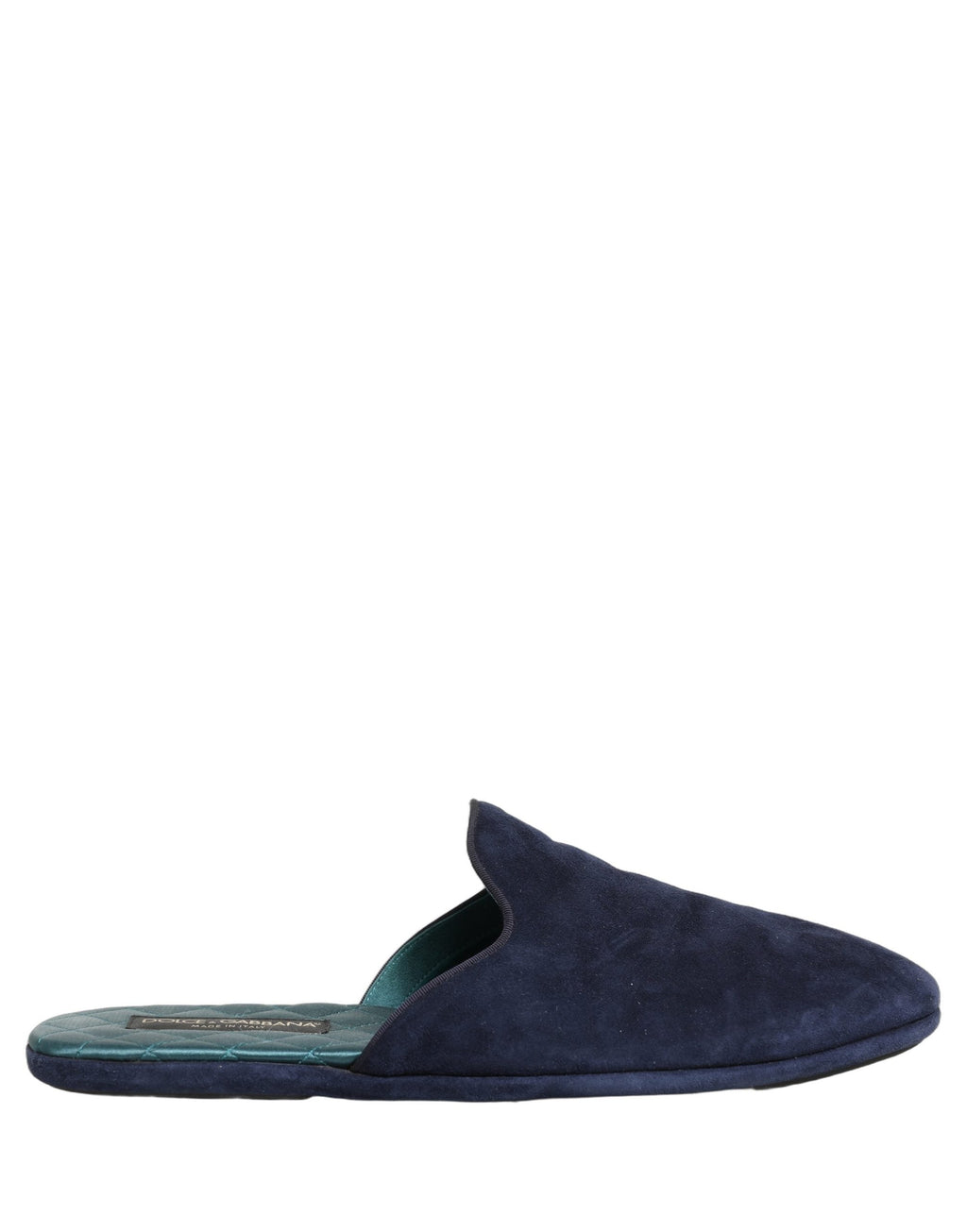 Dolce & Gabbana Blue Suede Slides Flat Slipper Men Shoes
