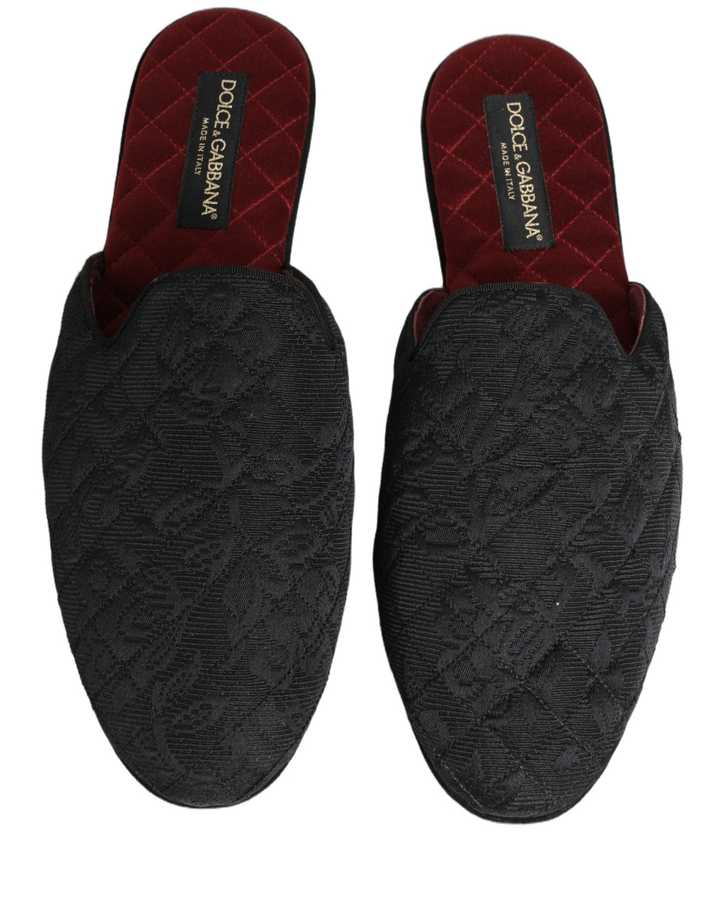 Dolce & Gabbana Black Floral Brocade Slides Slippers Shoes