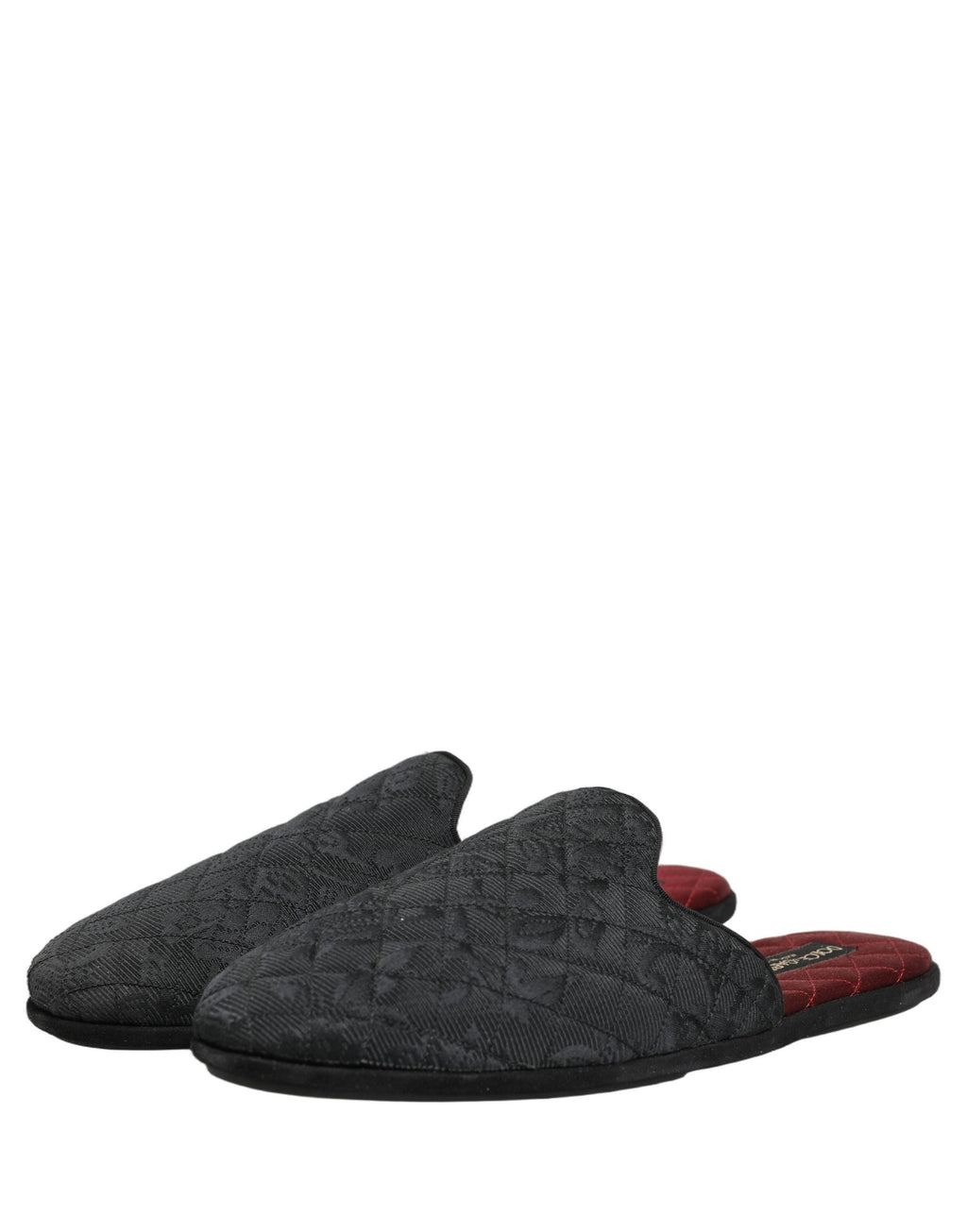 Dolce & Gabbana Black Floral Brocade Slides Slippers Shoes