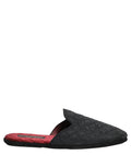 Dolce & Gabbana Black Floral Brocade Slides Slippers Shoes