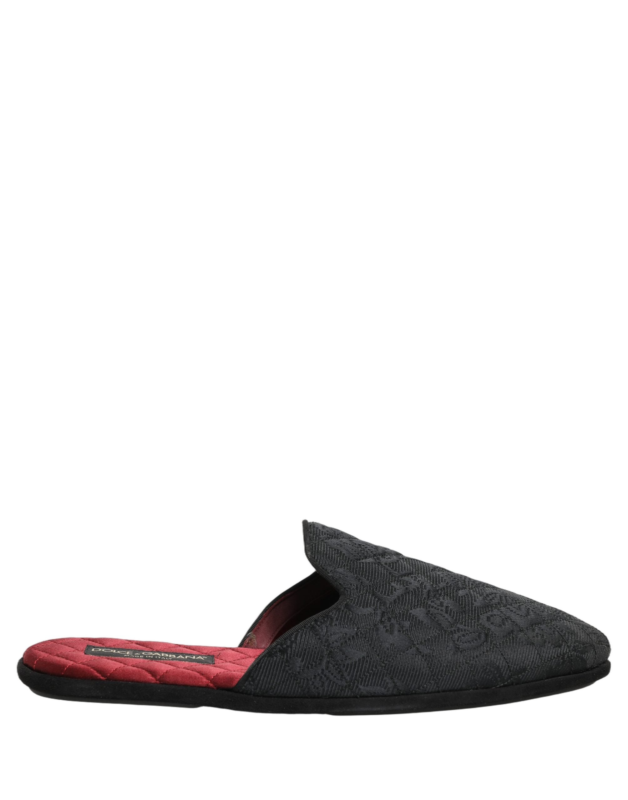 Dolce & Gabbana Black Floral Brocade Slides Slippers Shoes