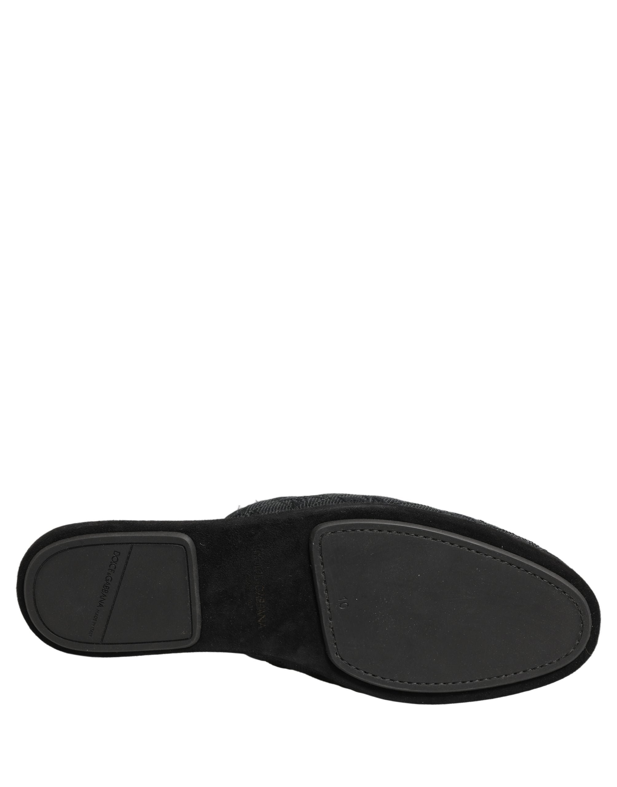 Dolce & Gabbana Black Floral Brocade Slides Slippers Shoes