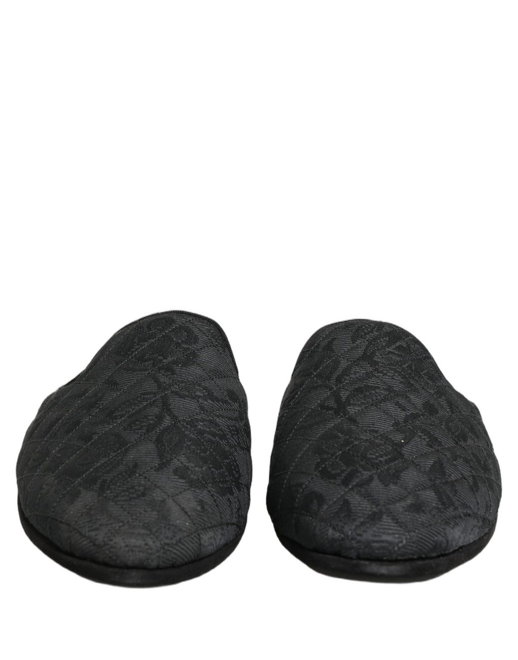 Dolce & Gabbana Black Floral Brocade Slides Slippers Shoes