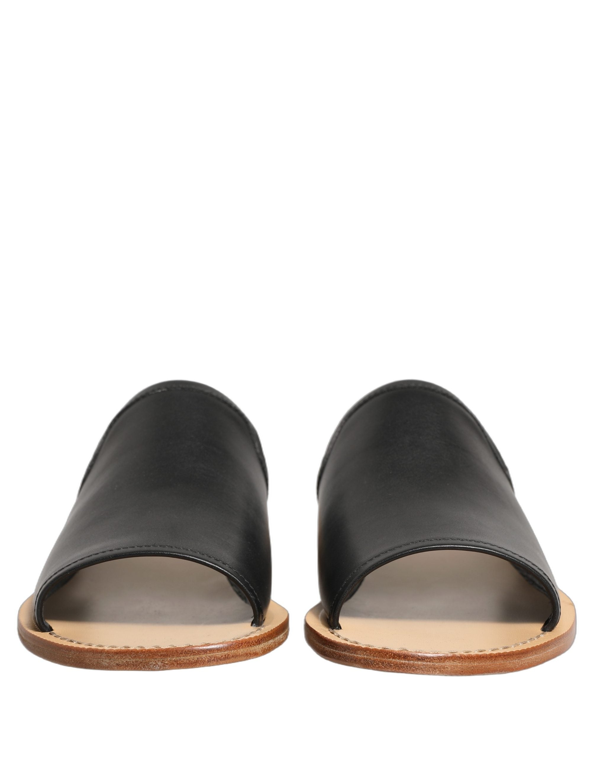 Dolce & Gabbana Brown Leather Slides Sandals Flats Men Shoes