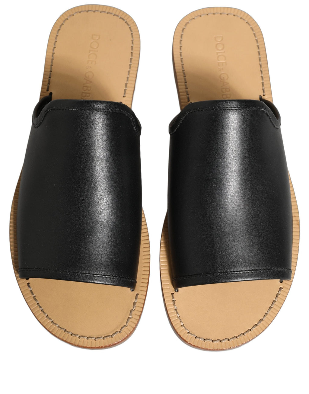 Dolce & Gabbana Brown Leather Slides Sandals Flats Men Shoes