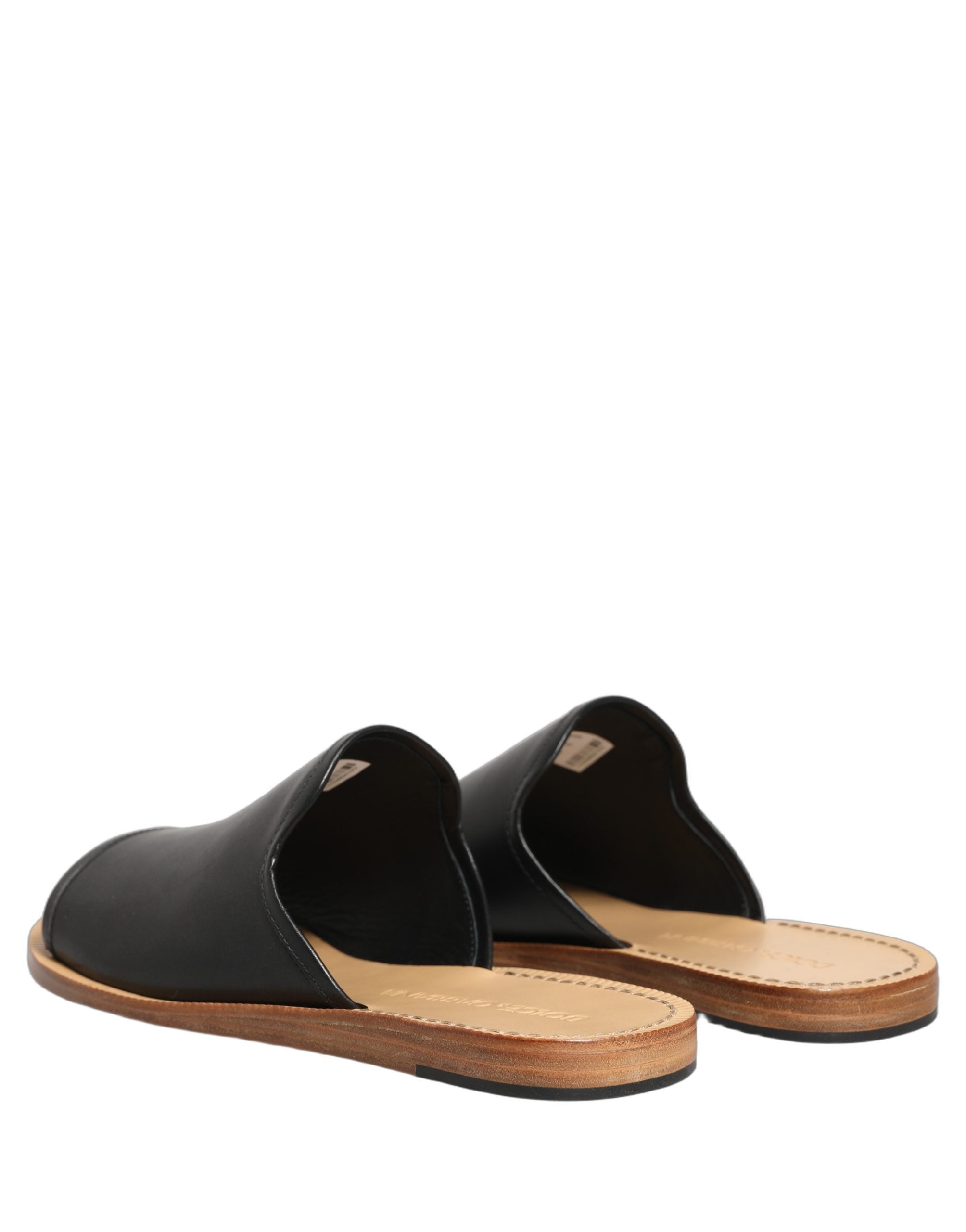 Dolce & Gabbana Brown Leather Slides Sandals Flats Men Shoes