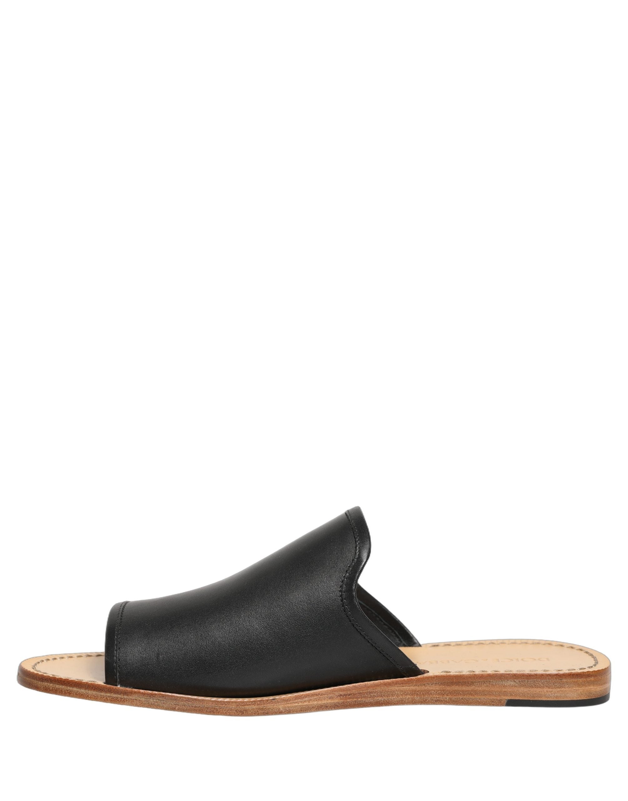Dolce & Gabbana Brown Leather Slides Sandals Flats Men Shoes
