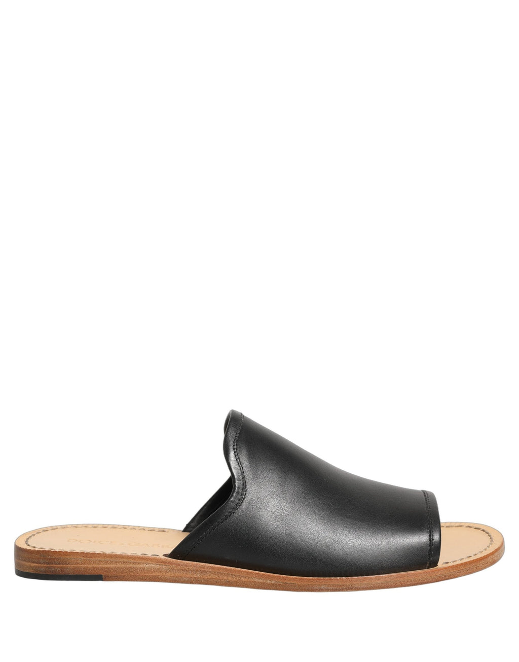 Dolce & Gabbana Brown Leather Slides Sandals Flats Men Shoes