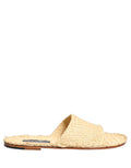 Dolce & Gabbana Beige Straw Raffia Slides Sandals Flats Shoes