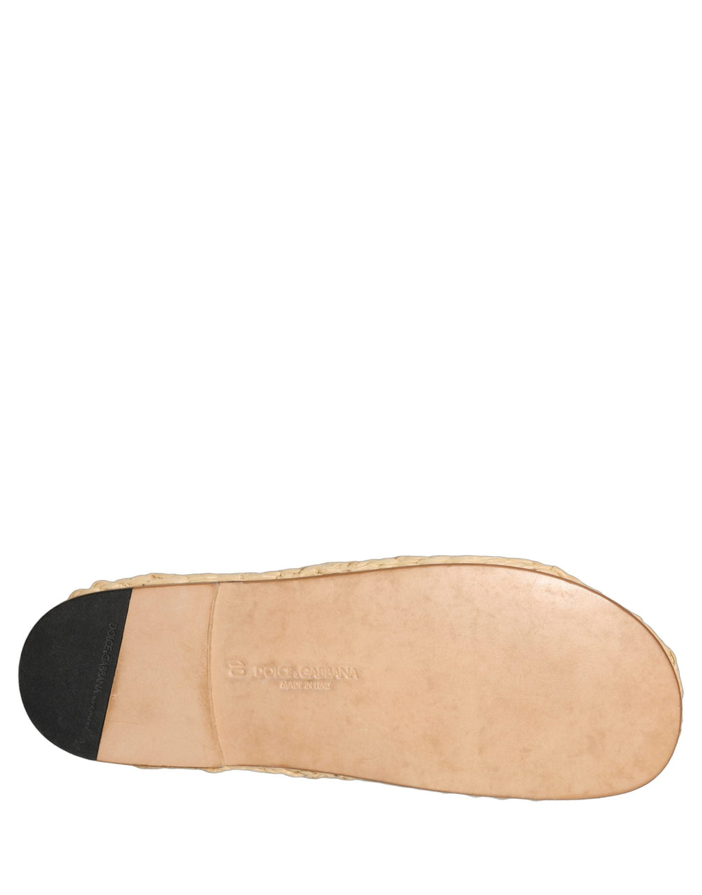 Dolce & Gabbana Beige Straw Raffia Slides Sandals Flats Shoes