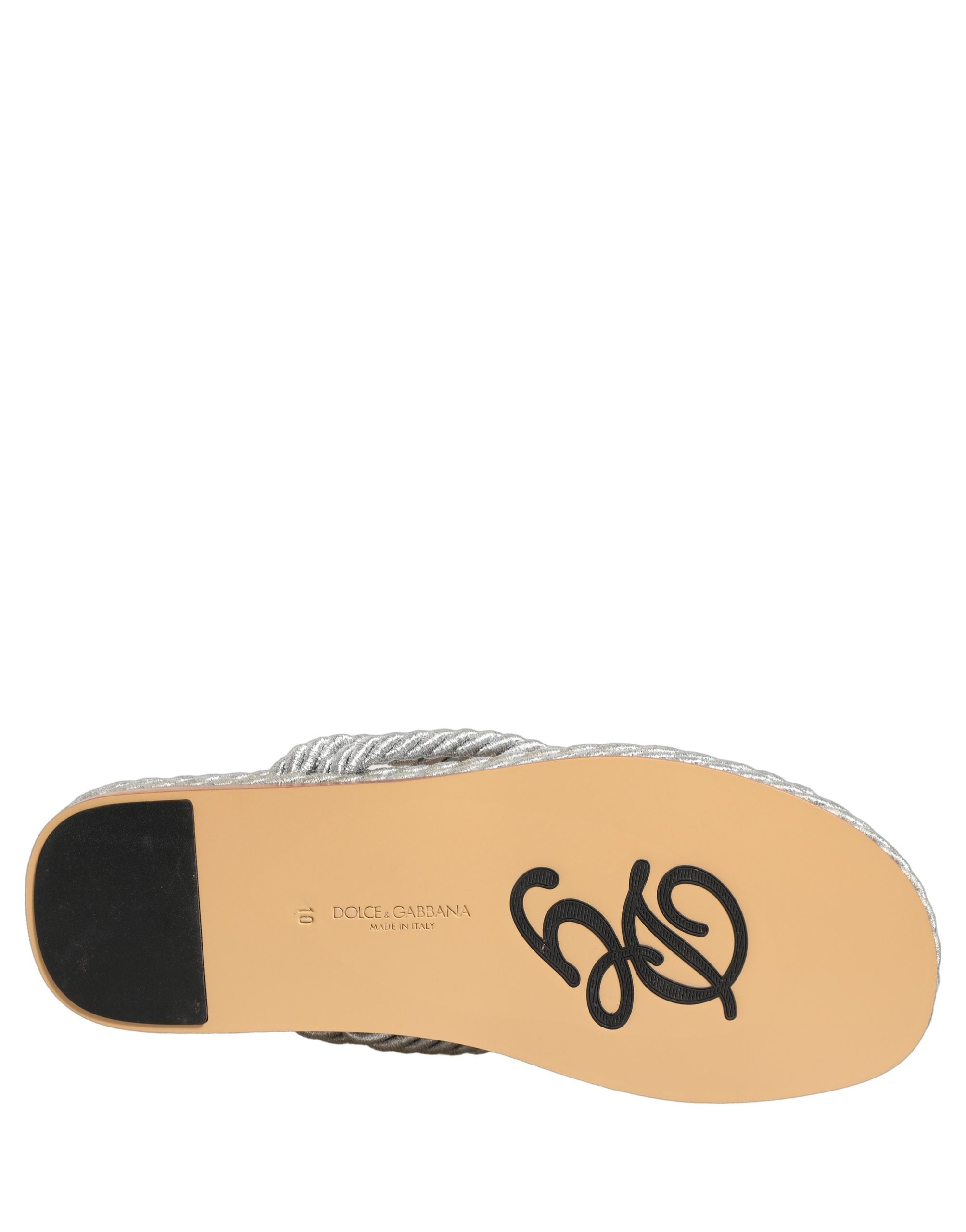 Dolce & Gabbana Silver Rope Slides Sandals Flip Flops Shoes