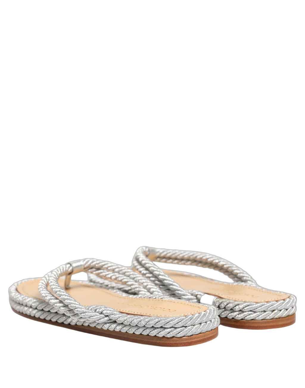 Dolce & Gabbana Silver Rope Slides Sandals Flip Flops Shoes