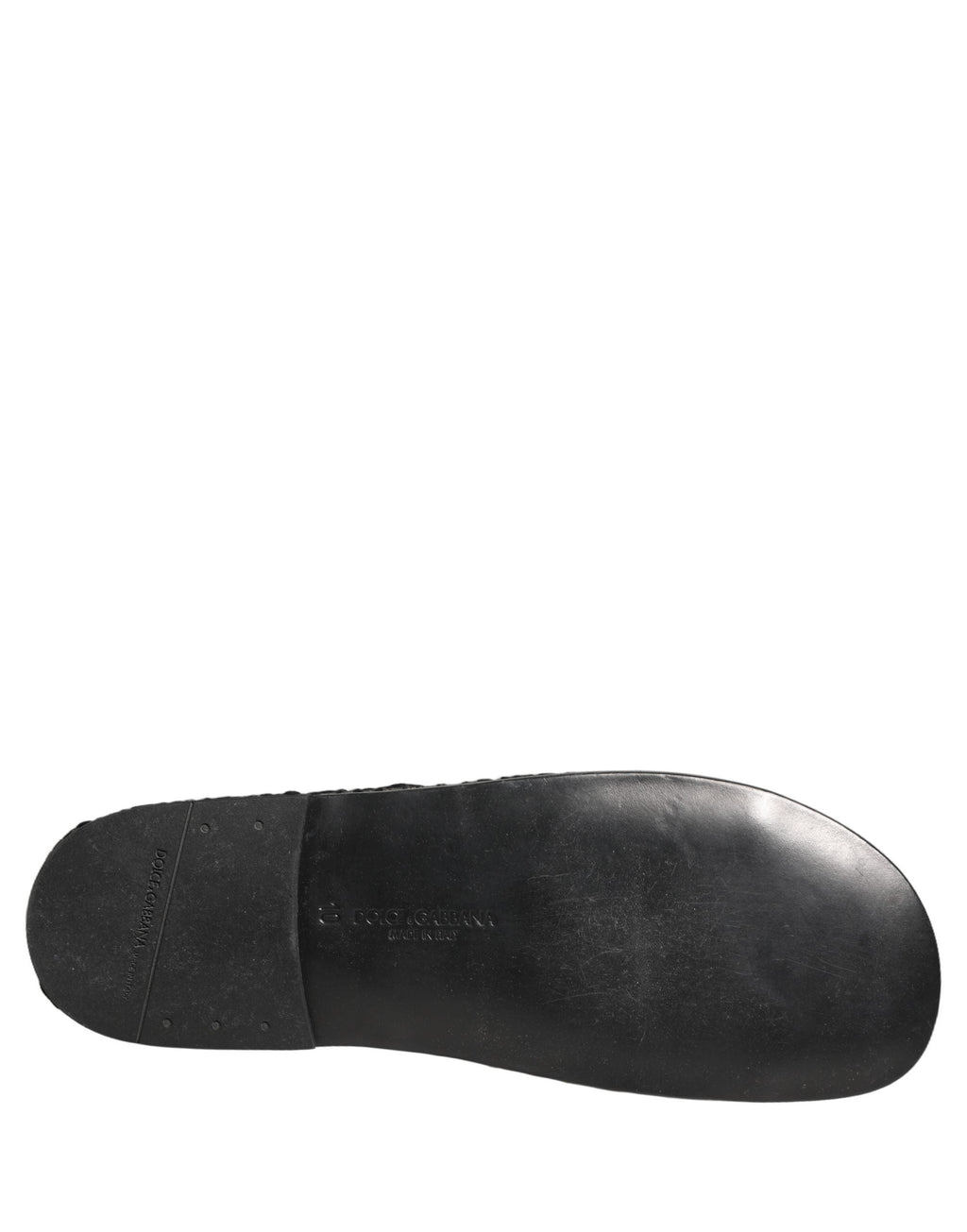 Dolce & Gabbana Black Fabric Woven Slides Sandals Flats Shoes