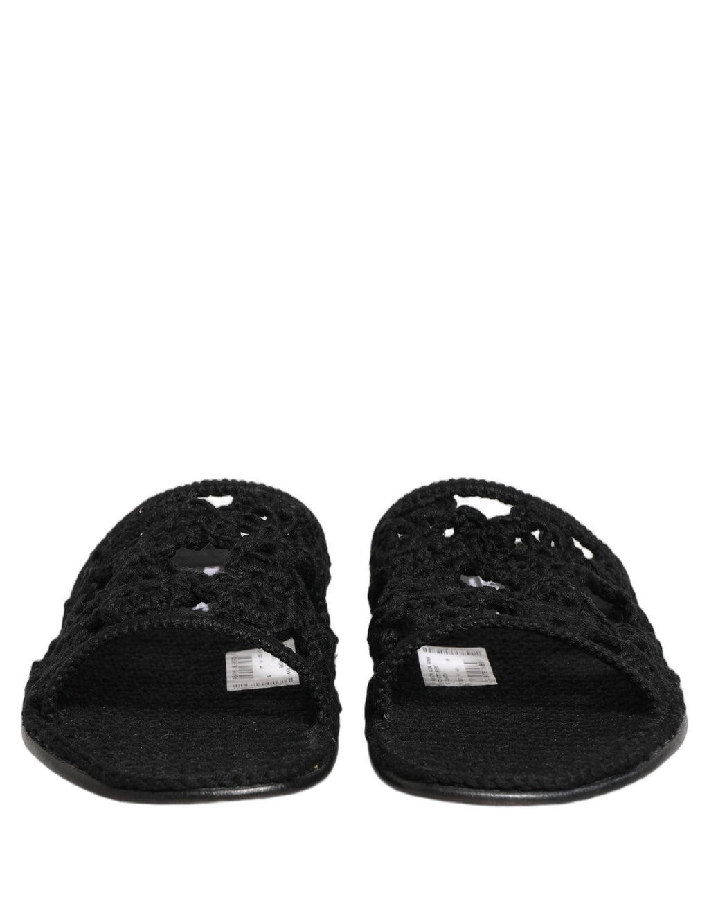 Dolce & Gabbana Black Fabric Woven Slides Sandals Flats Shoes