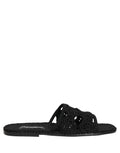 Dolce & Gabbana Black Fabric Woven Slides Sandals Flats Shoes