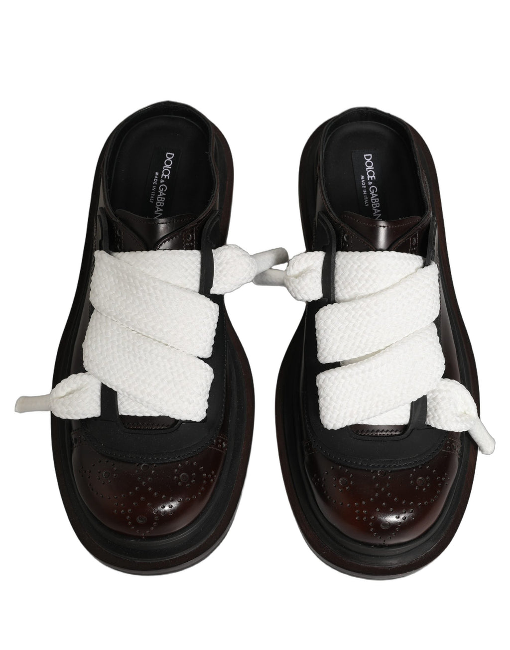 Dolce & Gabbana Brown Leather Slip On Flat Sandals Men Shoes