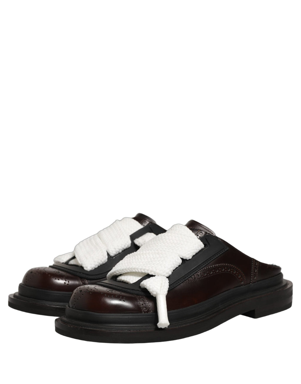 Dolce & Gabbana Brown Leather Slip On Flat Sandals Men Shoes