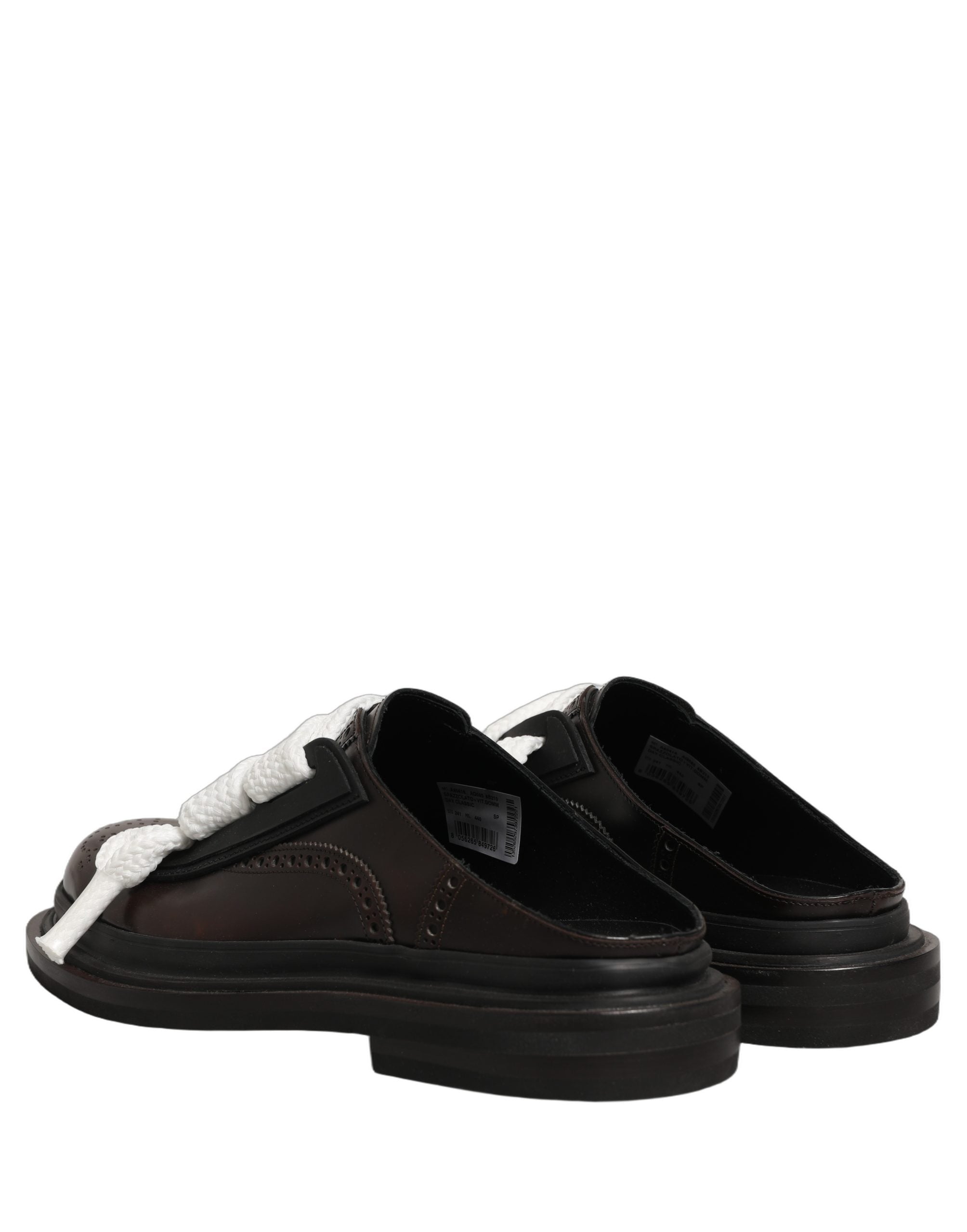 Dolce & Gabbana Brown Leather Slip On Flat Sandals Men Shoes