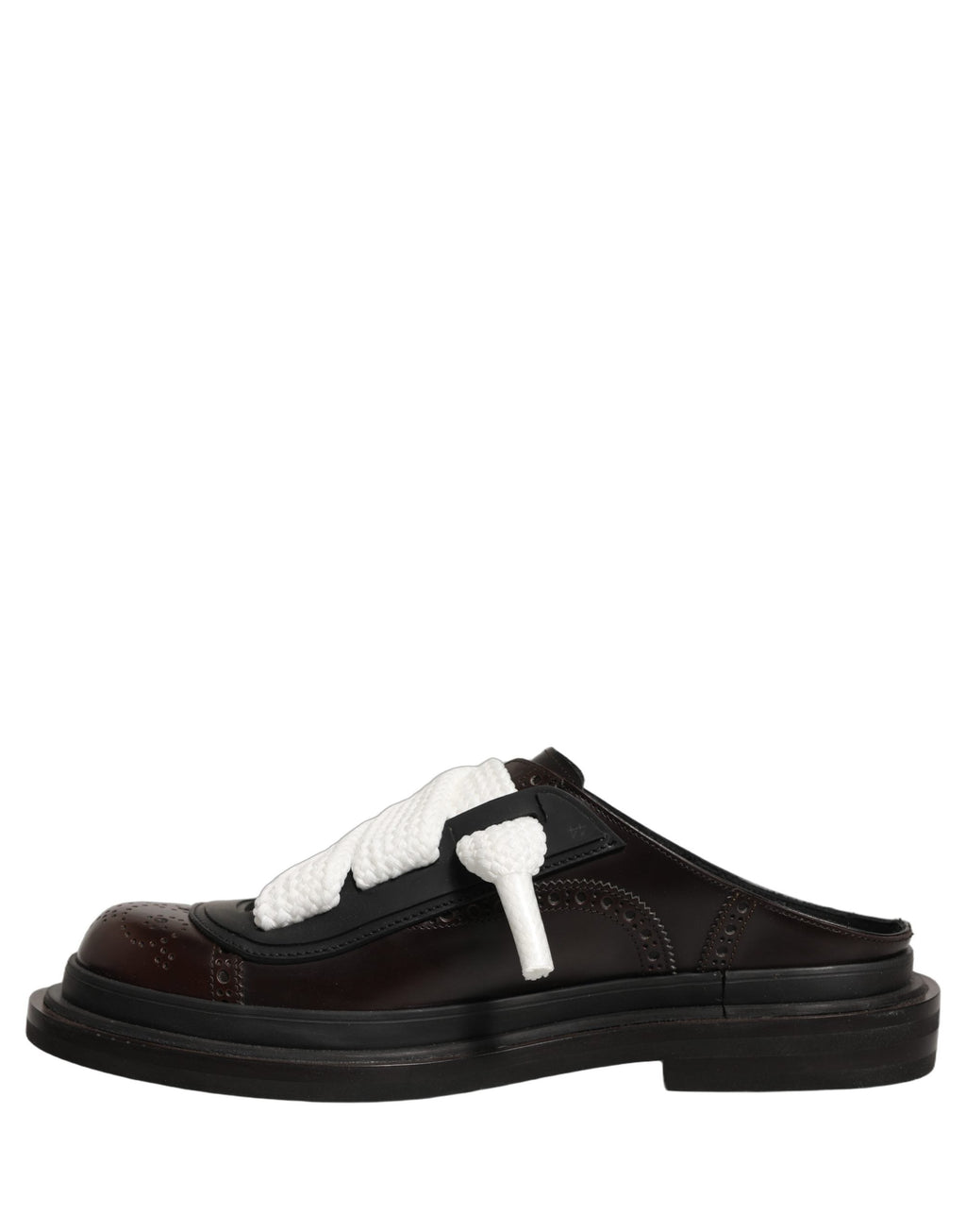 Dolce & Gabbana Brown Leather Slip On Flat Sandals Men Shoes