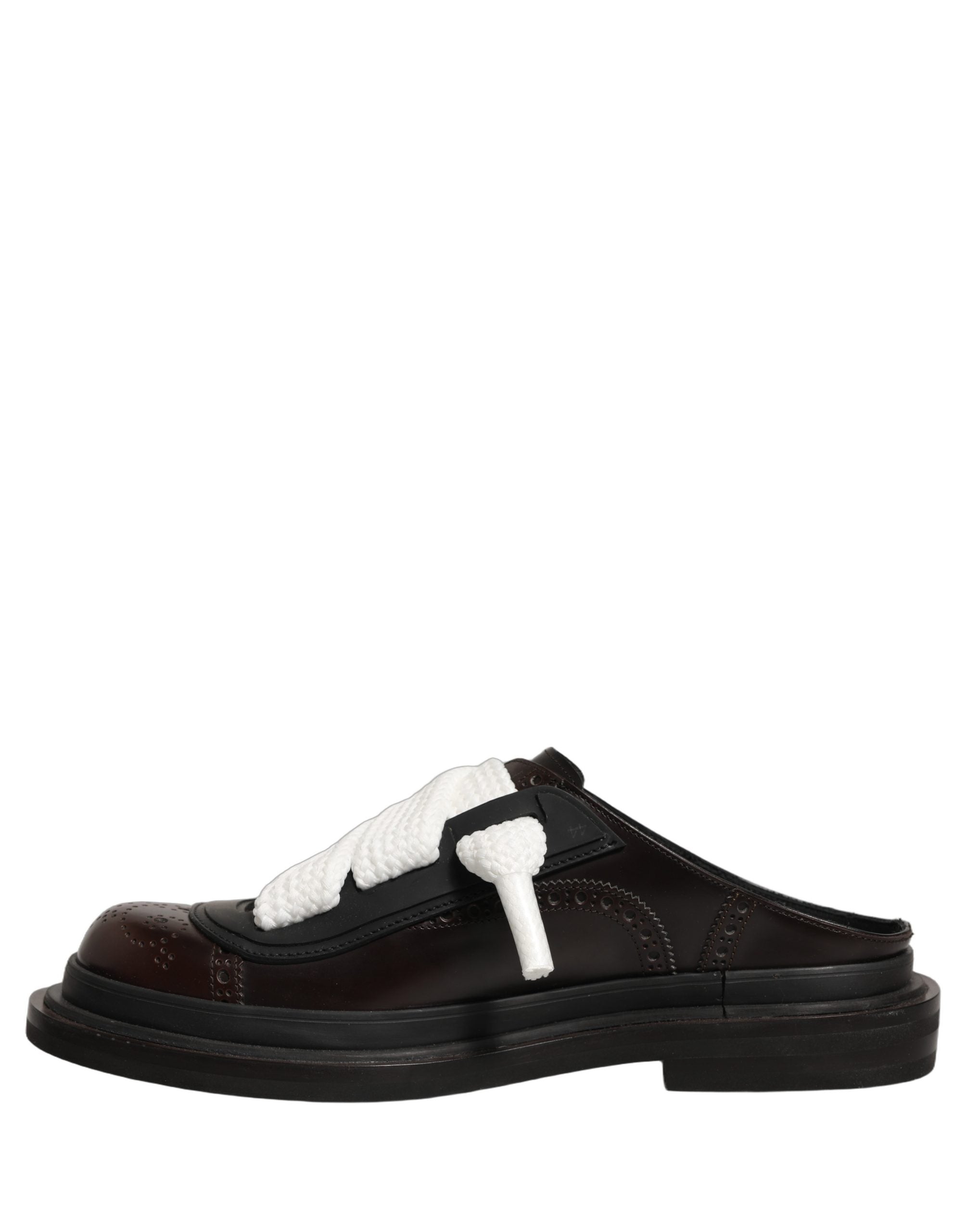 Dolce & Gabbana Brown Leather Slip On Flat Sandals Men Shoes