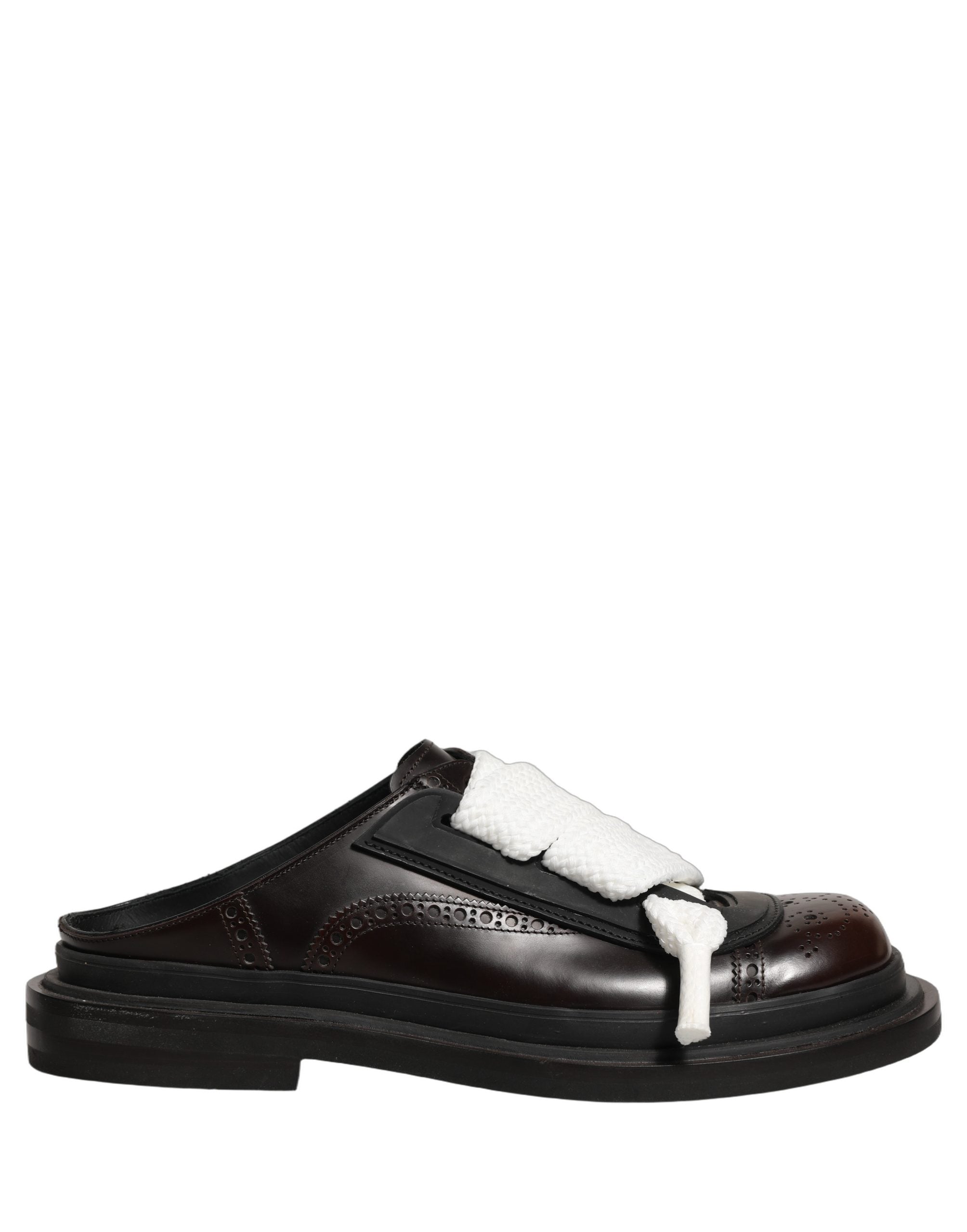 Dolce & Gabbana Brown Leather Slip On Flat Sandals Men Shoes