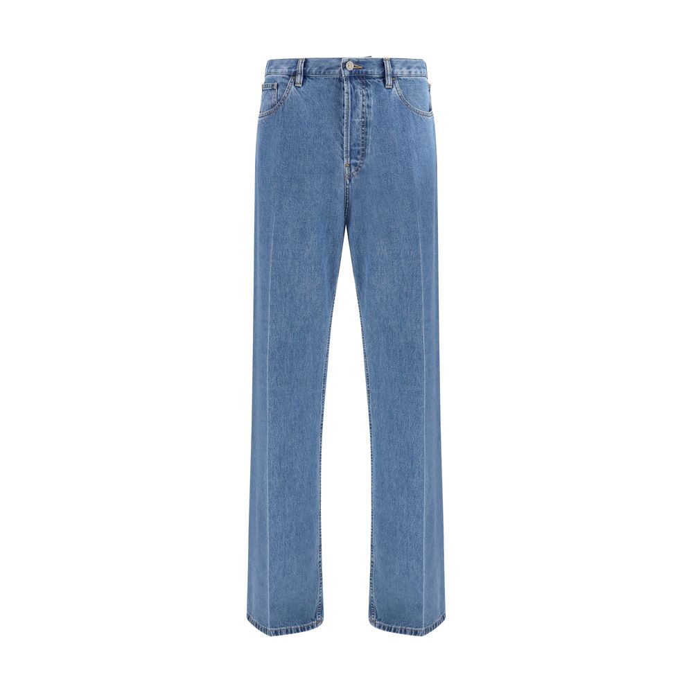 Valentino Garavani Blue Cotton Straight-Leg Jeans