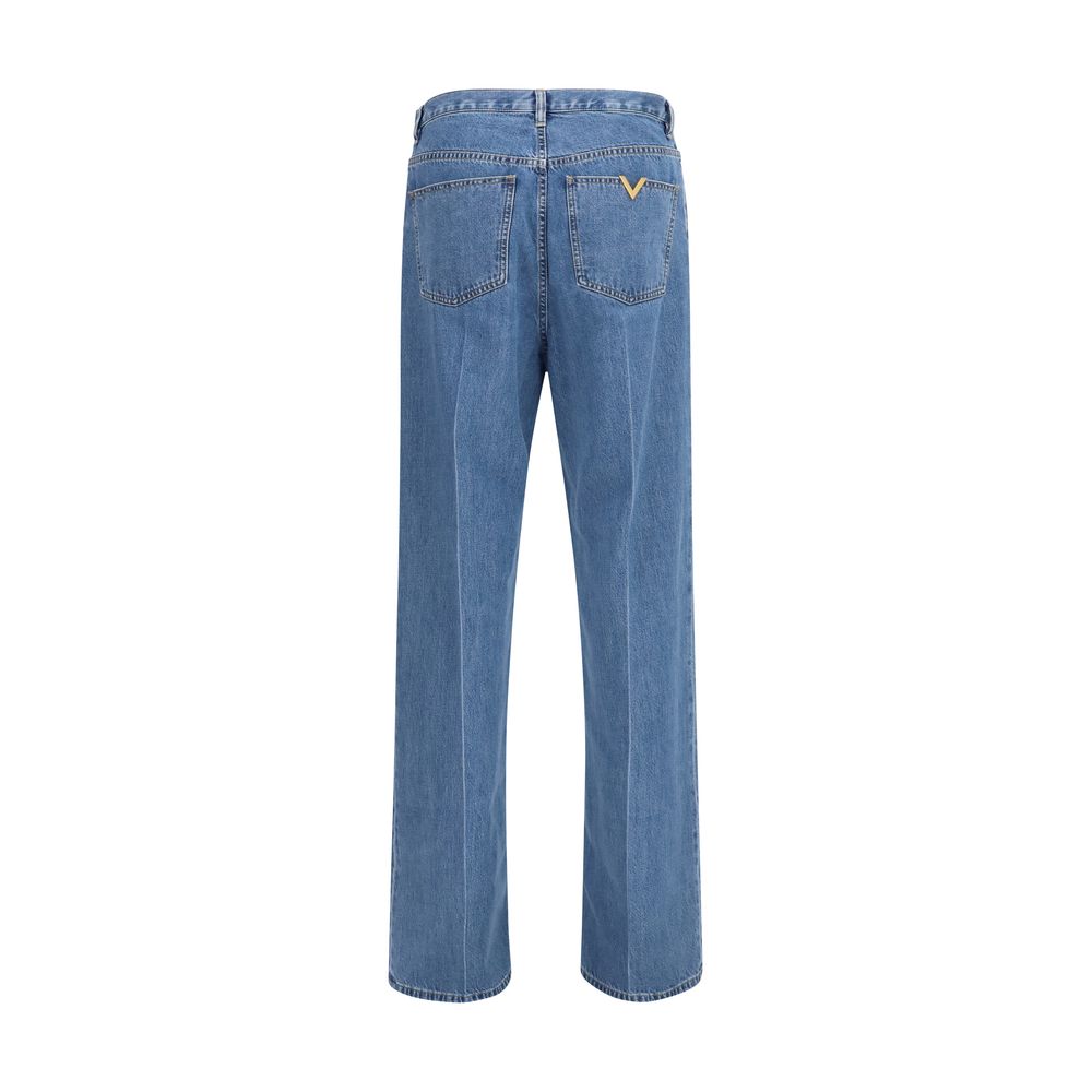 Valentino Garavani Blue Cotton Straight-Leg Jeans