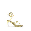 RENE CAOVILLA Gold Calf Leather Bos Taurus Stiletto Heel Sandals