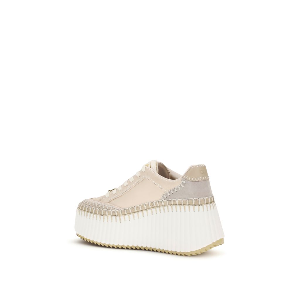 Chloé Beige Calf Leather Bos Taurus Platform Sneakers