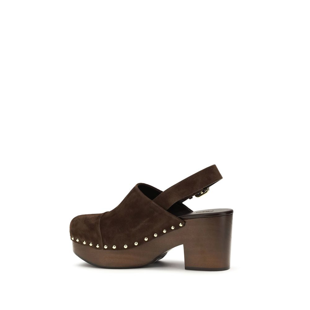 Chloé Brown Calf Leather Bos Taurus Clogs