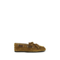 Miu Miu Beige Calf Leather Bos Taurus Slip-On Loafers