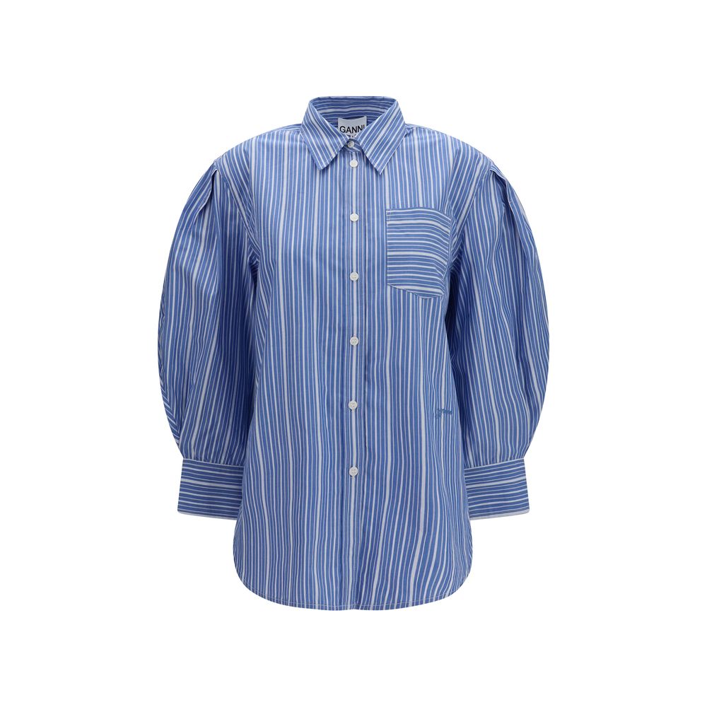 Ganni Blue Cotton Pattern Shirt