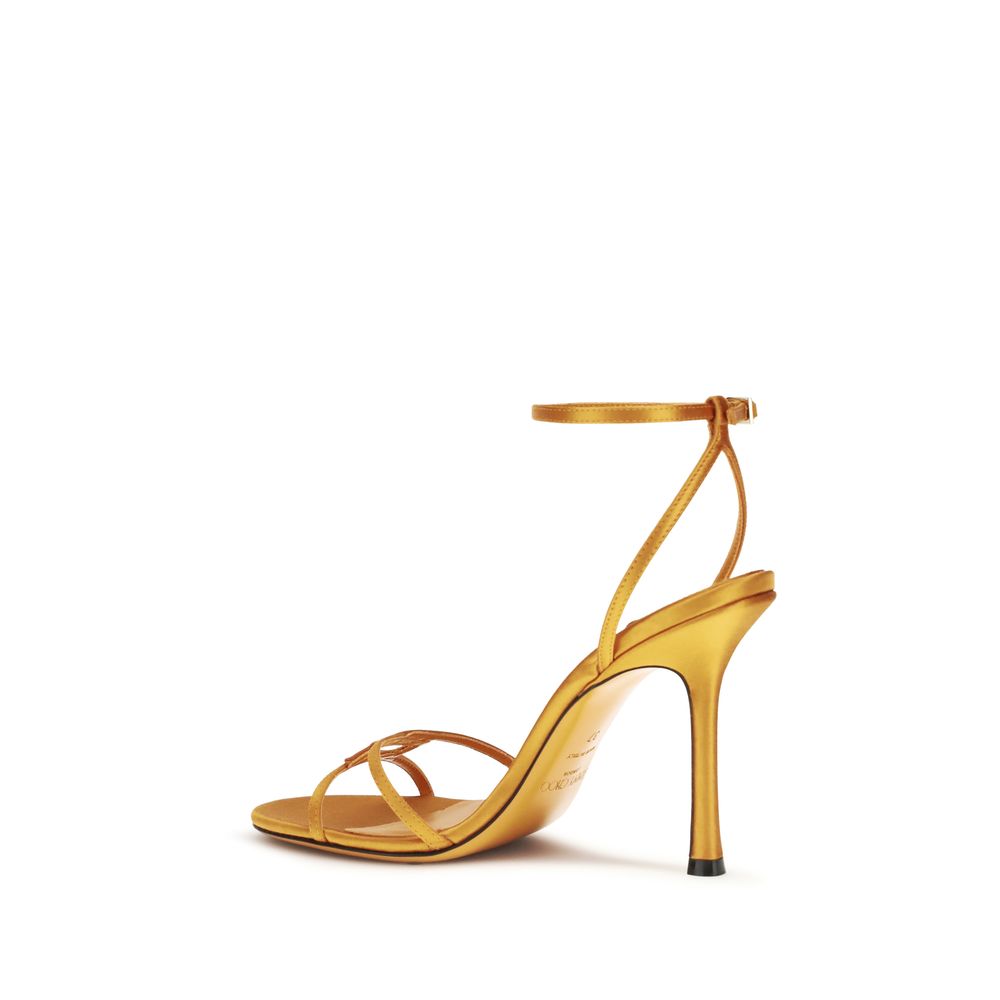 Jimmy Choo Orange Silk Stiletto Heel Sandals