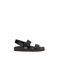 Valentino Garavani Black Calf Leather Bos Taurus Flat Sandals