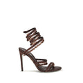 RENE CAOVILLA Brown Silk Stiletto Heel Sandals RENE CAOVILLA