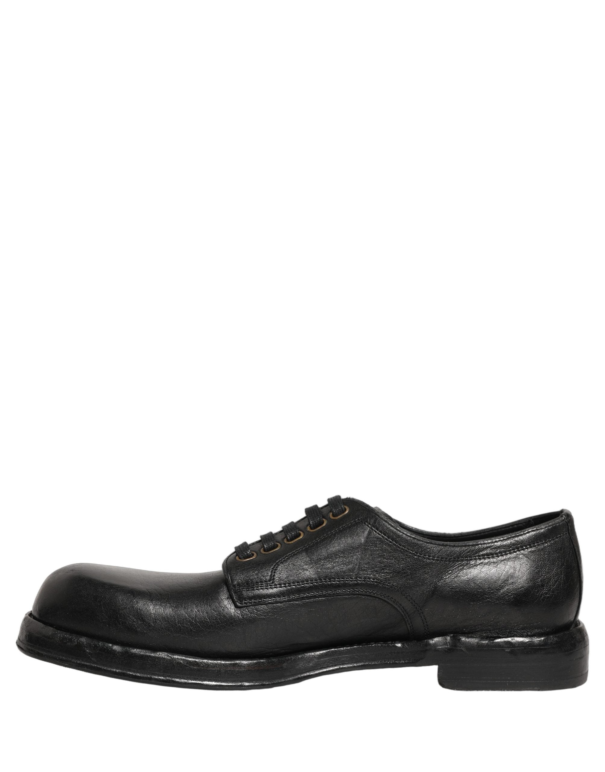 Dolce & Gabbana Black Leather Lace Up Derby Dress Men Shoes