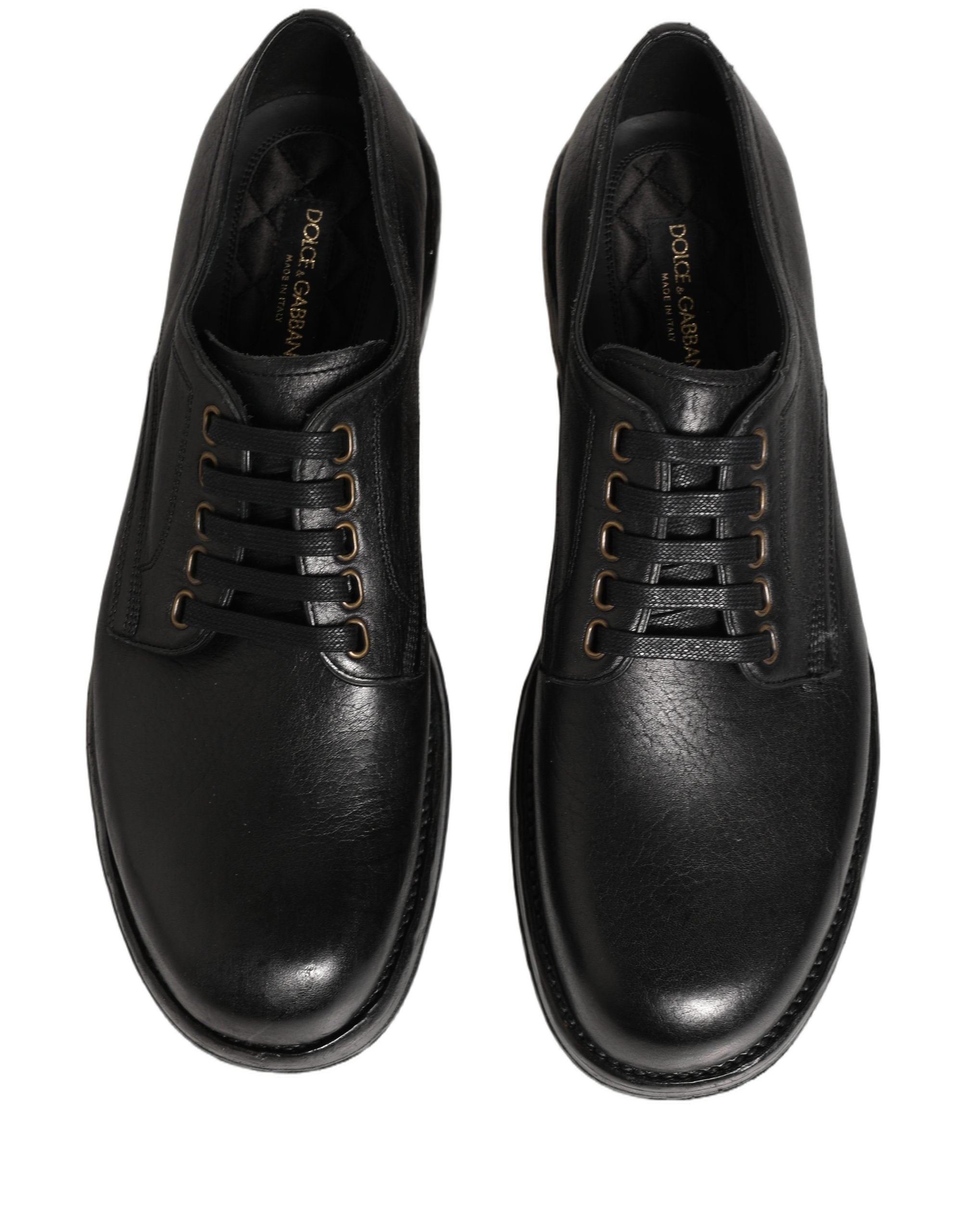 Dolce & Gabbana Black Leather Lace Up Derby Dress Men Shoes