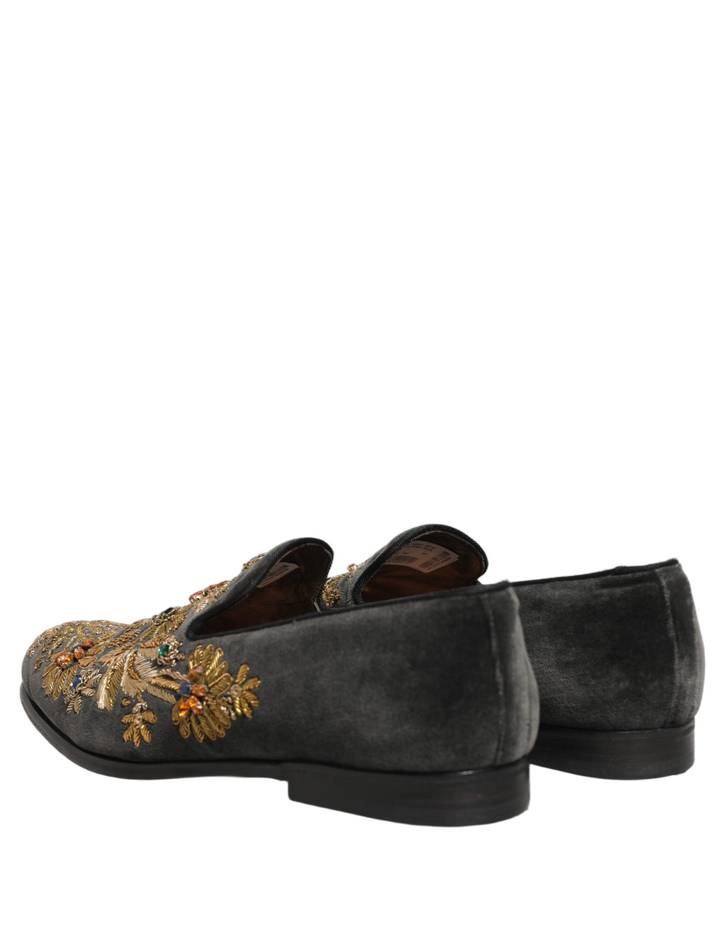 Dolce & Gabbana Black Velvet Embellished Dress Loafers Shoes