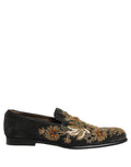 Dolce & Gabbana Black Velvet Embellished Dress Loafers Shoes